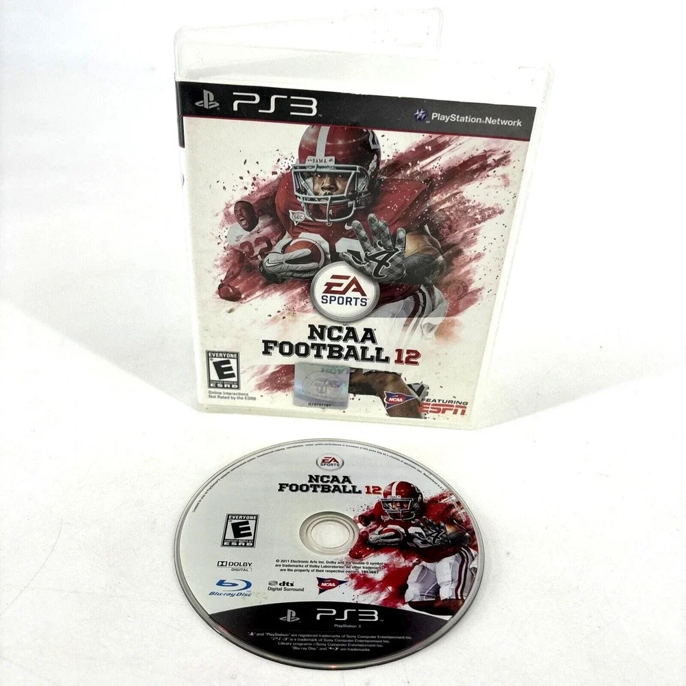 PS3 Game LOT NCAA Football 12 PlayStation 3‎ PS3 Disc & Case & NHL 08
